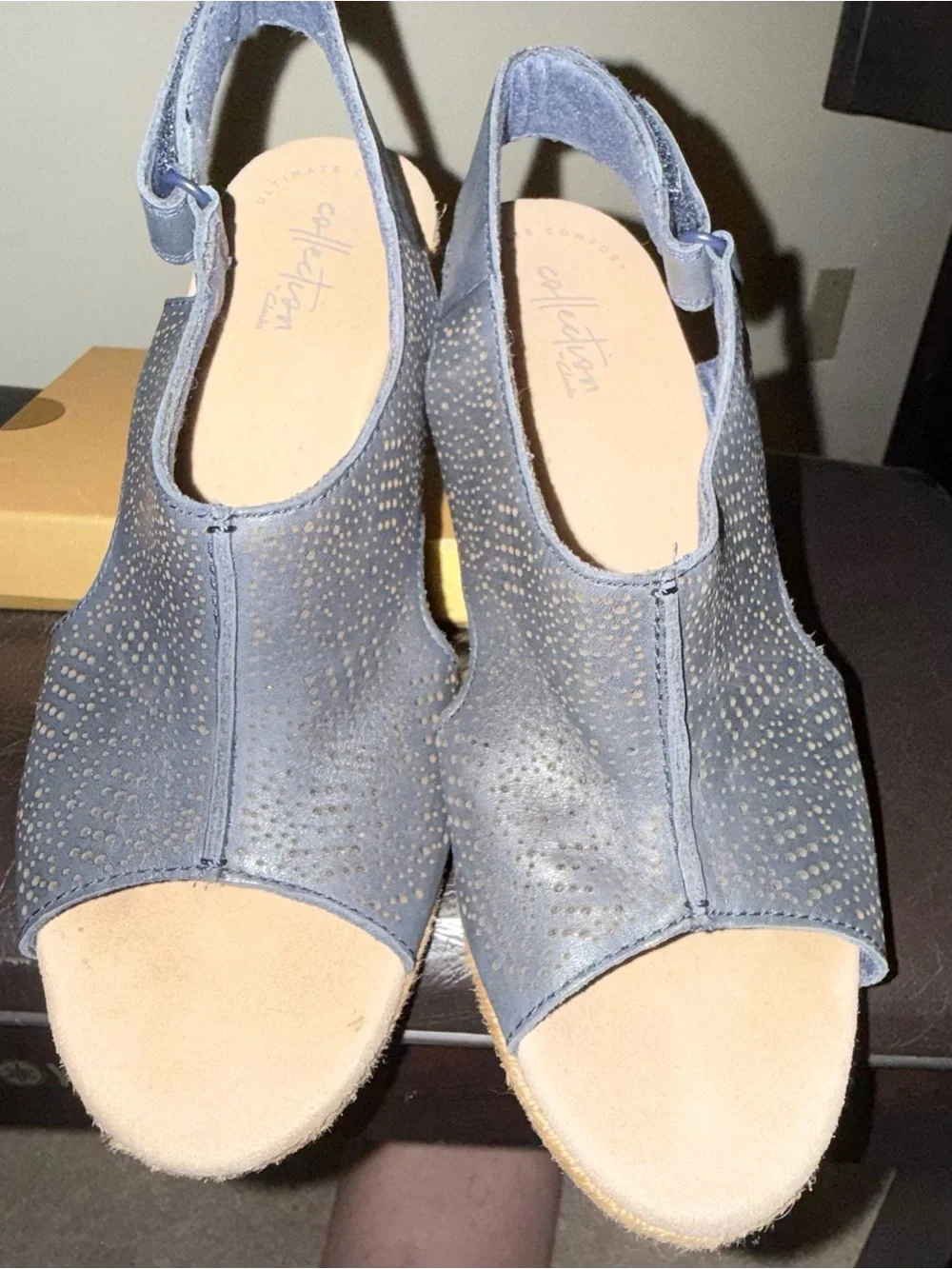 Clark’s Wedge Slingback Sandals in Navy